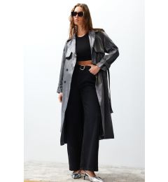 Снимка на Trendyol Anthracite Oversize Wide Cut Belted Trench Coat