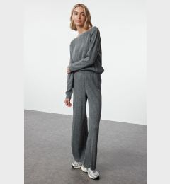 Снимка на Trendyol Anthracite Ribbed Knitted Sweater Bottom-Top Set