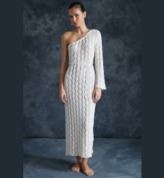 Снимка на Trendyol Beige Belted Bodycon Knitwear Look One Shoulder Beach Dress