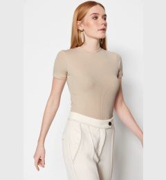 Снимка на Trendyol Beige Half Sleeve Snap-Front Knitted Body Tunic