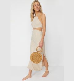 Снимка на Trendyol Beige Maxi Knitted Textured Accessory Beach Dress