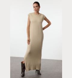 Снимка на Trendyol Beige Maxi Knitwear Soft Texture Slit Detailed Vest Dress