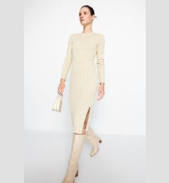 Снимка на Trendyol Beige Midi Glittery Knitwear Dress