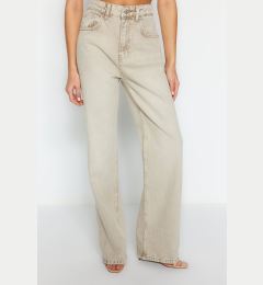 Снимка на Trendyol Beige Pale Effect Vintage Normal Waist Wide Leg Jeans