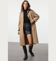 Снимка на Trendyol Beige Regular Belted Faux Leather Detailed Long Trench Coat
