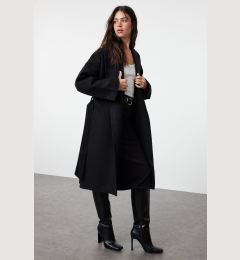 Снимка на Trendyol Black Button Detailed Soft Textured Slit Oversize Coat