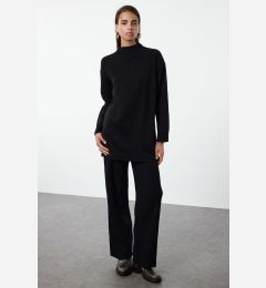 Снимка на Trendyol Black Corded Knit Basic Knitwear Top and Bottom Set