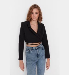 Снимка на Trendyol Black Crop Woven Lined Double Breasted Closure Blazer Jacket