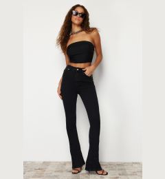 Снимка на Trendyol Black Cuff Detail High Waist Skinny Flare Jeans