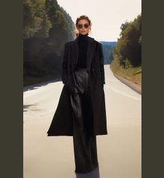 Снимка на Trendyol Black Double Breasted Regular Woolen Midi Coat