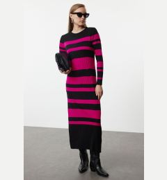 Снимка на Trendyol Black Fuchsia Color Block Ribbed Knit Sweater Dress