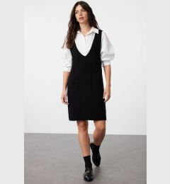 Снимка на Trendyol Black Hair Braided Knitwear Gilet Dress