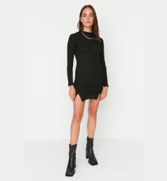 Снимка на Trendyol Black High Neck Slit Mini Knitted Dress