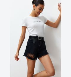 Снимка на Trendyol Black High Waist Ripped Denim Shorts