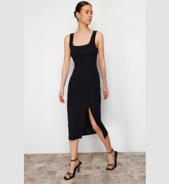Снимка на Trendyol Black itted/Fitting Slit Square Neck Stretchy Knitted Midi Pencil Dress