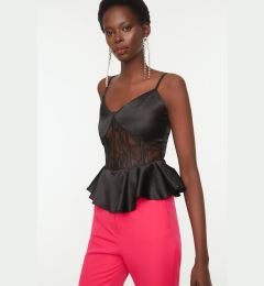Снимка на Trendyol Black Lace Detail Satin Blouse