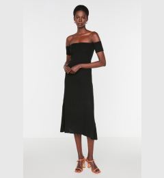 Снимка на Trendyol Black Midi Knitwear Carmen Collar Dress