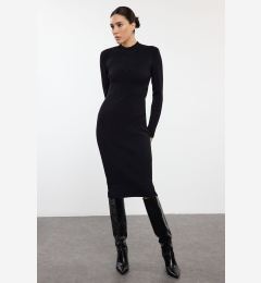 Снимка на Trendyol Black Midi Knitwear Corset Detail Soft Texture Dress