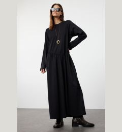 Снимка на Trendyol Black Oversize Skirt Ruffle Knitted Dress