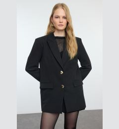 Снимка на Trendyol Black Oversized Heart Button Woven Blazer Jacket