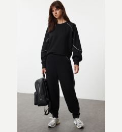 Снимка на Trendyol Black Piping Detailed Overisize/Wide Fit Scuba/Diver Fabric Knitted Tracksuit Set