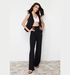 Снимка на Trendyol Black Pleated Wide Leg/Relaxed Cut Knitted Palazzo Trousers