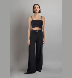 Снимка на Trendyol Black Pleated Wide Leg/Wide Leg Woven Trousers