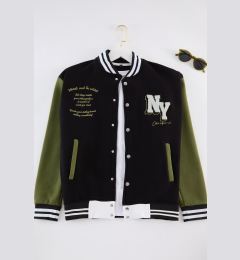 Снимка на Trendyol Black Regular Cut Embroidered Detailed College Jacket