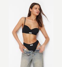 Снимка на Trendyol Black Ribbed Label Detailed Capless Knitted Underwear Set