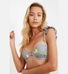 Снимка на Trendyol Black Ruffle Floral Plaid Bikini Top
