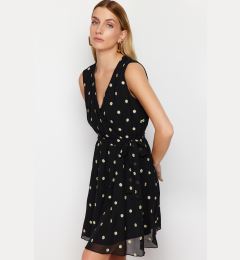 Снимка на Trendyol Black Skirt Flounce Embroidered Double Breasted Chiffon Lined Mini Woven Dress