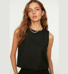 Снимка на Trendyol Black Sleeveless Crop Woven Linen Look Blouse