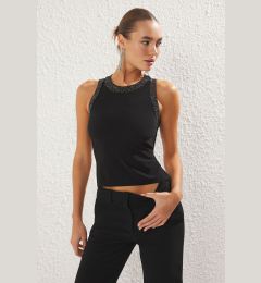 Снимка на Trendyol Black Stone Print Detailed Knitted Stylish Blouse