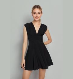 Снимка на Trendyol Black Straight Skater Sleeveless Skater/Waist Open Elastic Sandy Mini Dress