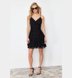 Снимка на Trendyol Black Straight Strap Double Breasted Stretchy Knitted Dress