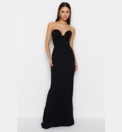 Снимка на Trendyol Black Strapless and Chest Detailed Long Evening Evening Dress
