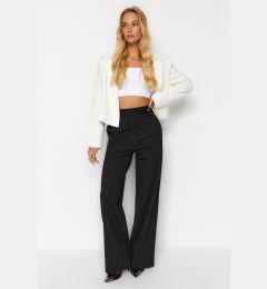 Снимка на Trendyol Black Striped Straight Fit High Waist Knitted Pants