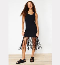 Снимка на Trendyol Black Tasseled Pool Neck Knitted Midi Dress