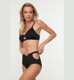 Снимка на Trendyol Black Textured High Waist Bikini Bottoms With Cut Out Detailed
