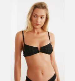 Снимка на Trendyol Black V Cut Textured Bikini Top