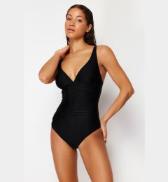 Снимка на Trendyol Black V Neck Draped Regular Swimsuit