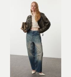 Снимка на Trendyol Blue Faded Effect Vintage Low Waist Skater Jeans