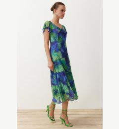 Снимка на Trendyol Blue Floral Square Neck Midi A-Line/A-Line Knitted Midi Dress