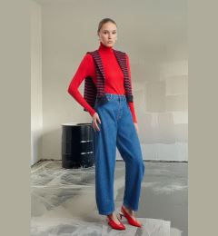Снимка на Trendyol Blue High Waist Barrel Baggy Fit Jeans
