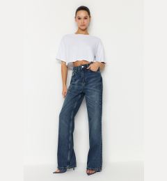 Снимка на Trendyol Blue More Sustainable Ripped High Waist Wide Leg Jeans