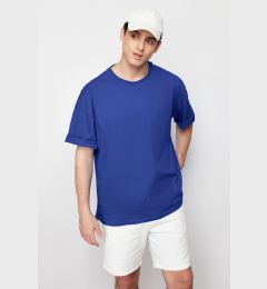 Снимка на Trendyol Blue Oversize/Wide Basic Cut 100% Cotton T-Shirt