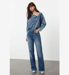 Снимка на Trendyol Blue Stone Detailed High Waist Wide Leg Jeans