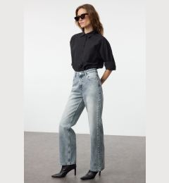 Снимка на Trendyol Blue Stone High Waist Wide Leg Jeans