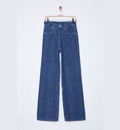 Снимка на Trendyol Blue Textured High Waist Wide Leg Jeans