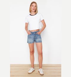 Снимка на Trendyol Blue Waist Detailed High Waist Denim Shorts
